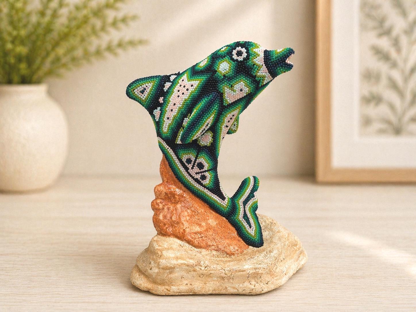 Huichol Beaded Dolphin: Handmade Mexican Art Decor - Etsy