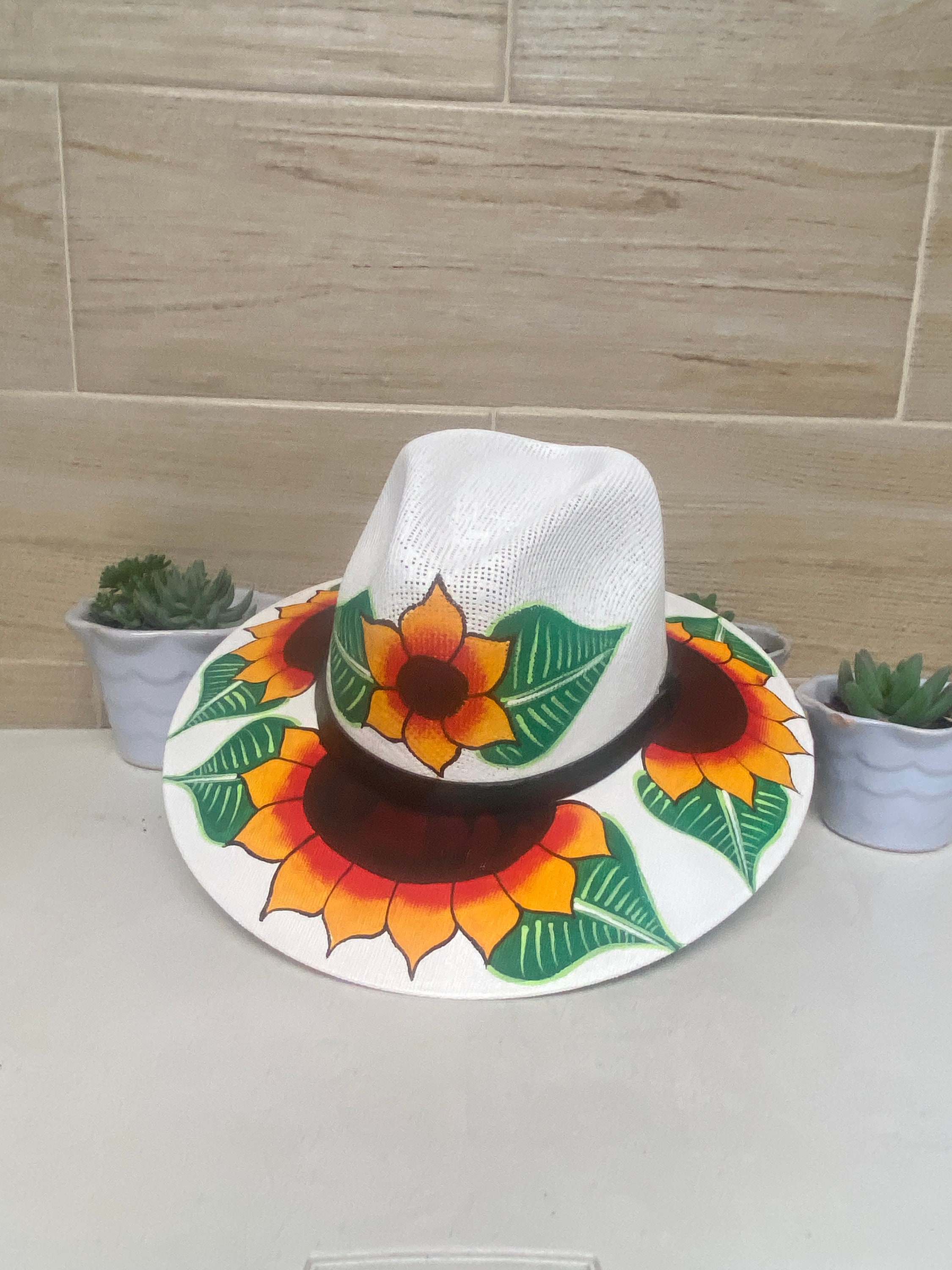 手作りのひまわり模様の帽子：伝統的なメキシコのデザイン - Etsy 日本