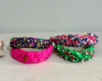 Diadema mexicana floral bordada: banda para el cabello colorida