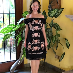 Mexican Floral Dress Embroidered Mexican Dress Ethnic Dress - Etsy