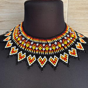 Mexican necklace, colorful choker, Huichol necklance handmade, huichol choker, beaded choker, huichol art jewelry