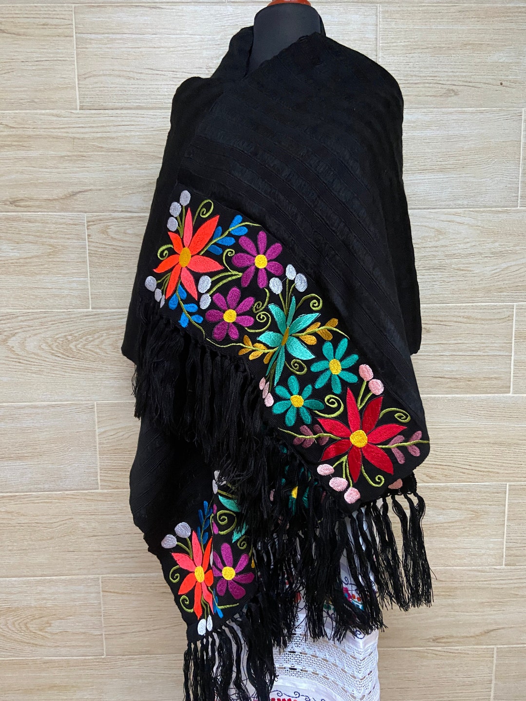 embroidered mexican shawl