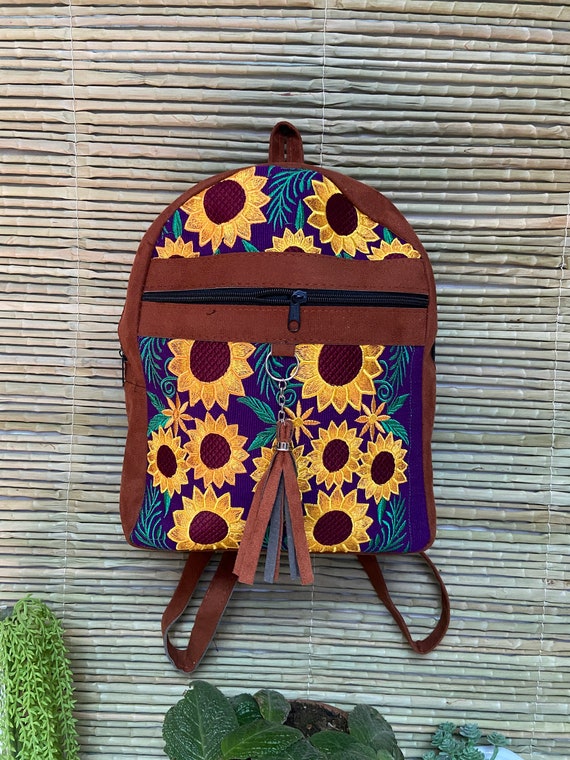 Handmade Floral Embroidered Mexican Backpack: Boho Style - Etsy display picture 3