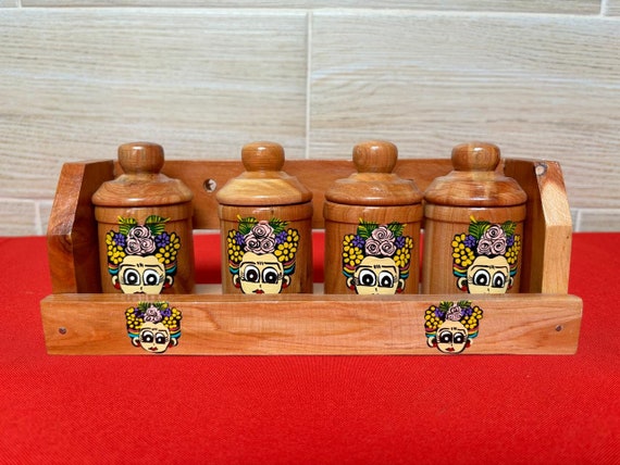 Hand Painted Wooden Spice Rack Wooden Kitchen Accessory Mexican Decoration. Etsy