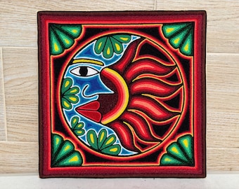 Huichol Yarn Painting: Mexican Folk Art Wall Decor (12x12 Inches)