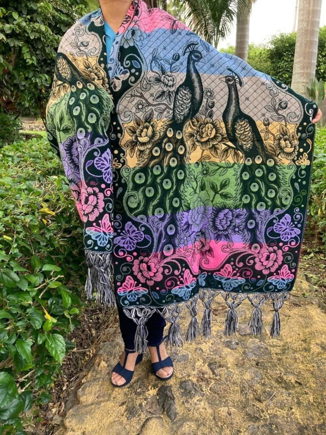 Rebozo Messicano Setaiolo Fucsia – Scialle Avvolgente Unico, Fatto A Mano