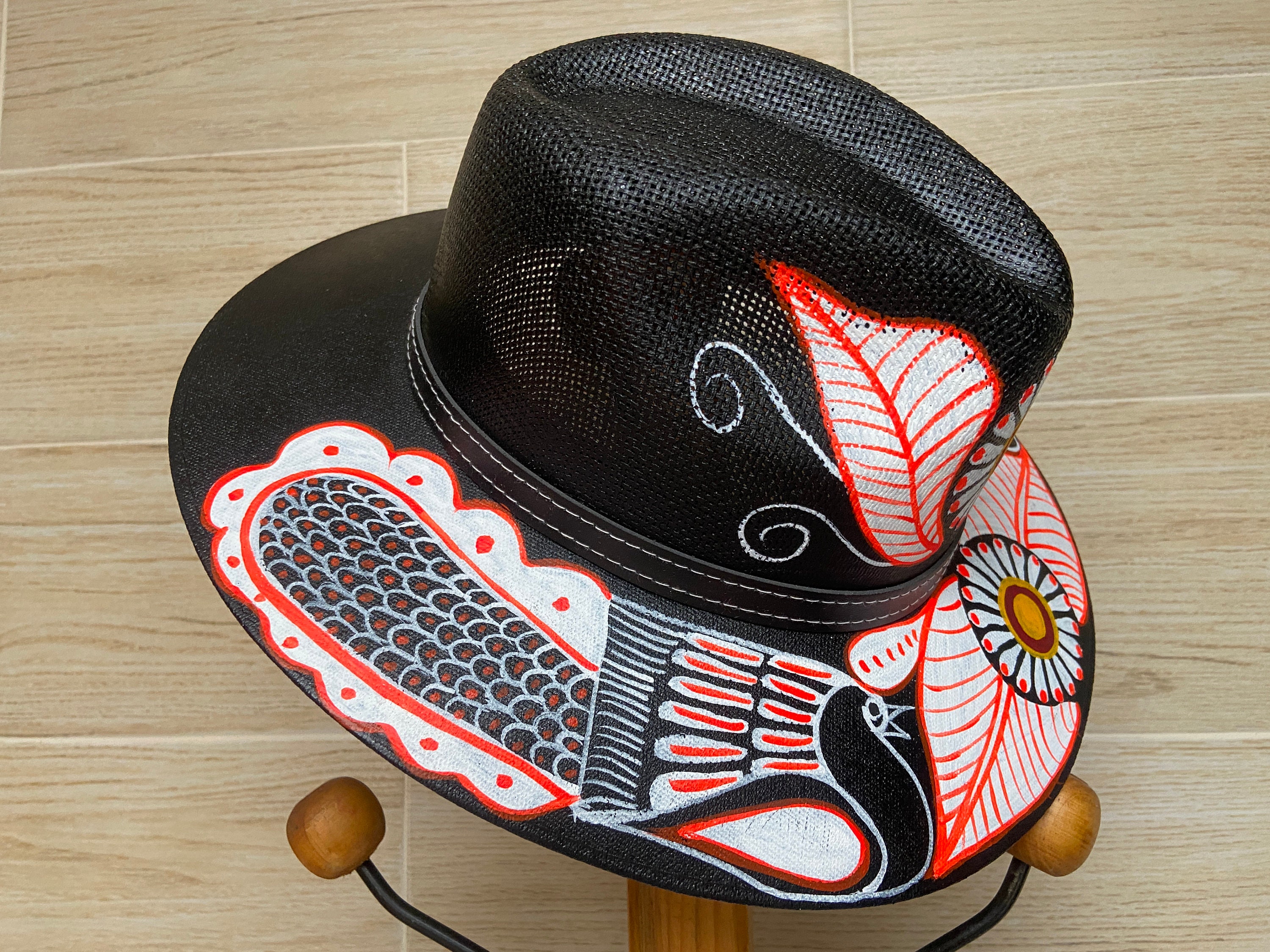 Colorful Hand-Painted Hat with Floral Design Colorful floral hats ? I go through creative phases where  main image 4
