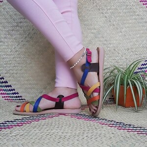 Handmade Colorful Leather Huaraches Sandals: Mexican Style image 4
