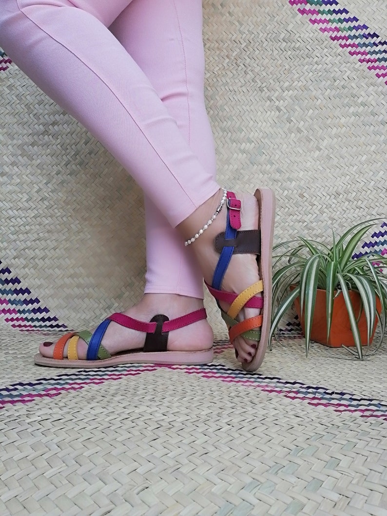 Handmade Colorful Leather Huaraches Sandals: Mexican Style image 4