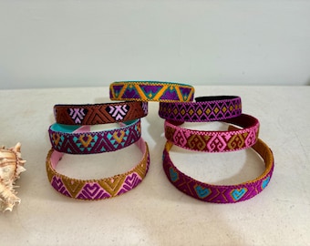 Diadema mexicana colorida: banda para el cabello bordada
