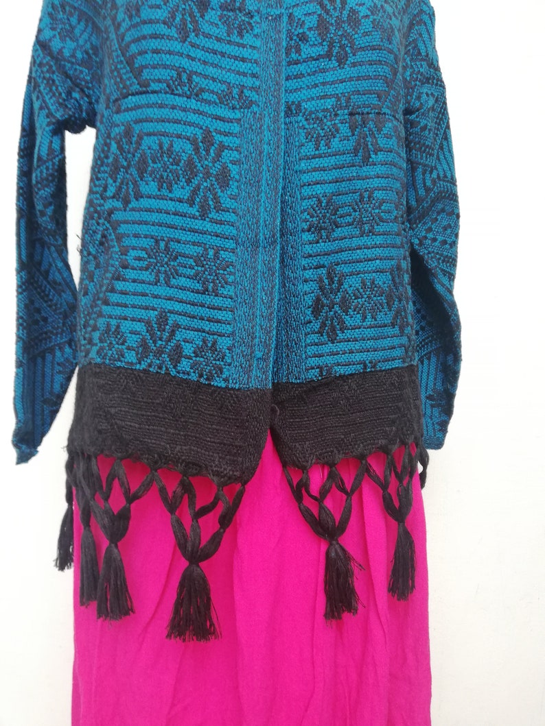 Rebozo sweater Mexican gaban type sweater round neck blazer Mexican blazer. Mexican handmade sweater