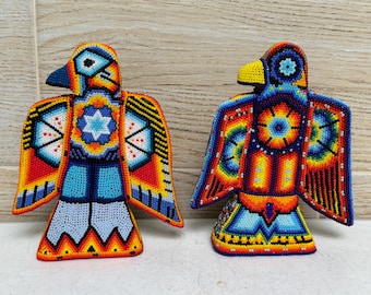 Huichol Beaded Eagle: Mexican Folk Art Decor