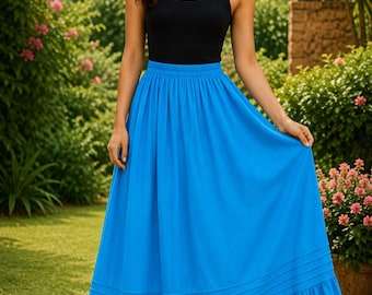 Handmade Mexican Cotton Skirt: Adjustable Waist, Ethnic Style