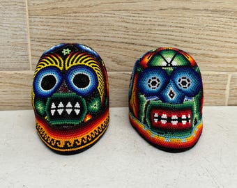 Huichol Beaded Skull: Handmade Mexican Folk Art Decor
