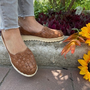 Authentische Mexikanische Leder Huarache Sandale: Geflochtener Damenschuh
