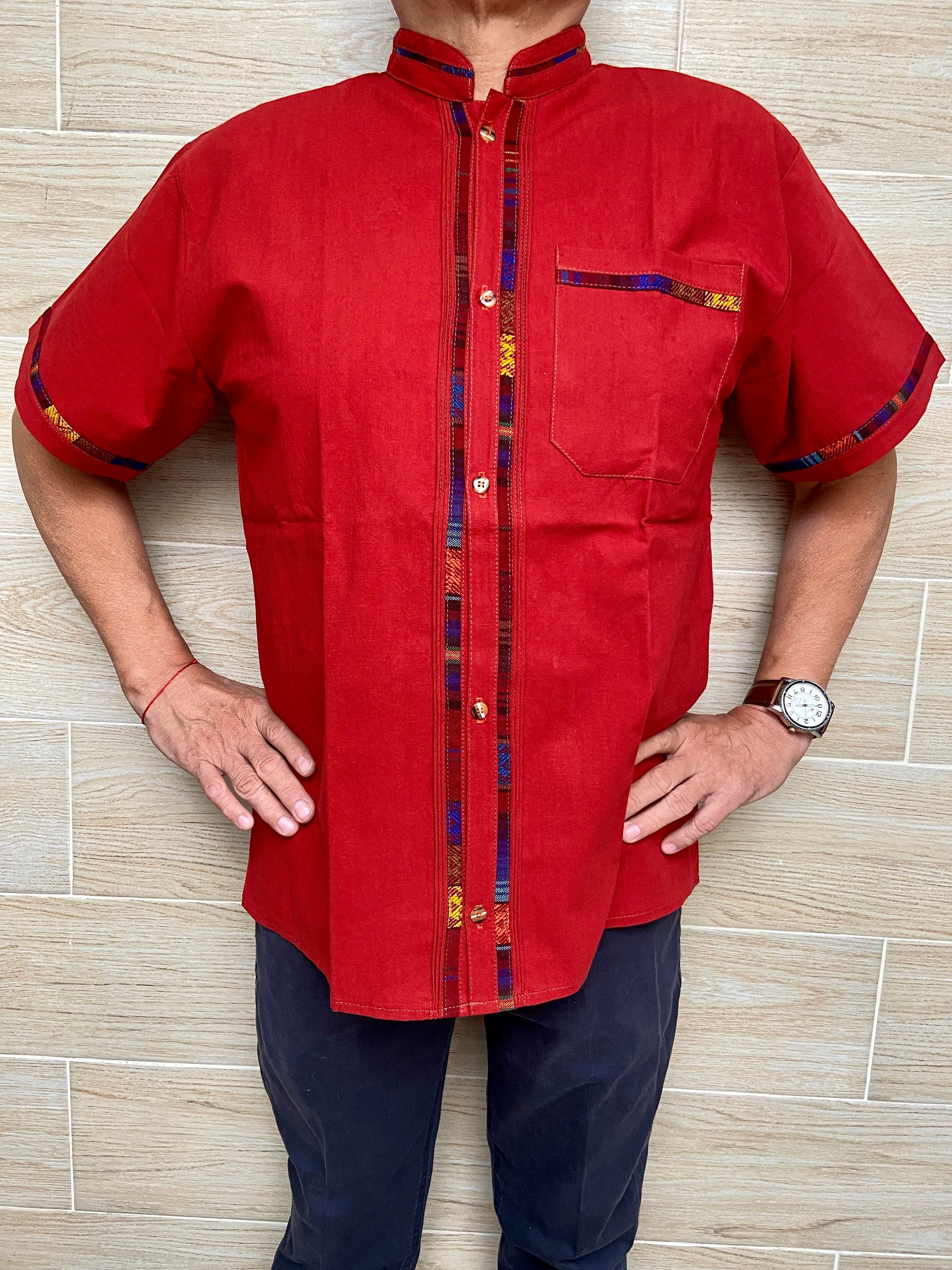 Guayabera de manta hecha a mano para hombre camisa de botones camisa artesanal mexicana Etsy Espana