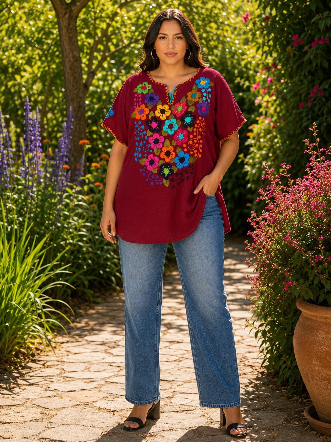 Hand Embroidered Mexican Blouse: Floral Huipil Top - Etsy