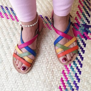 Handmade Colorful Leather Huaraches Sandals: Mexican Style image 6