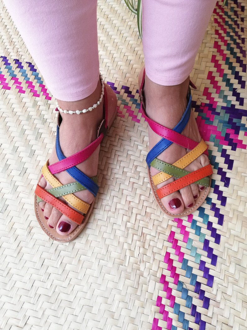 Handmade Colorful Leather Huaraches Sandals: Mexican Style image 6