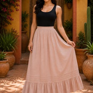 Handmade Mexican Cotton Skirt: Adjustable Elastic Waist