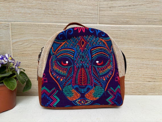 Handmade Mexican Backpack: Small Cotton Embroidered Boho Bag  display picture 1