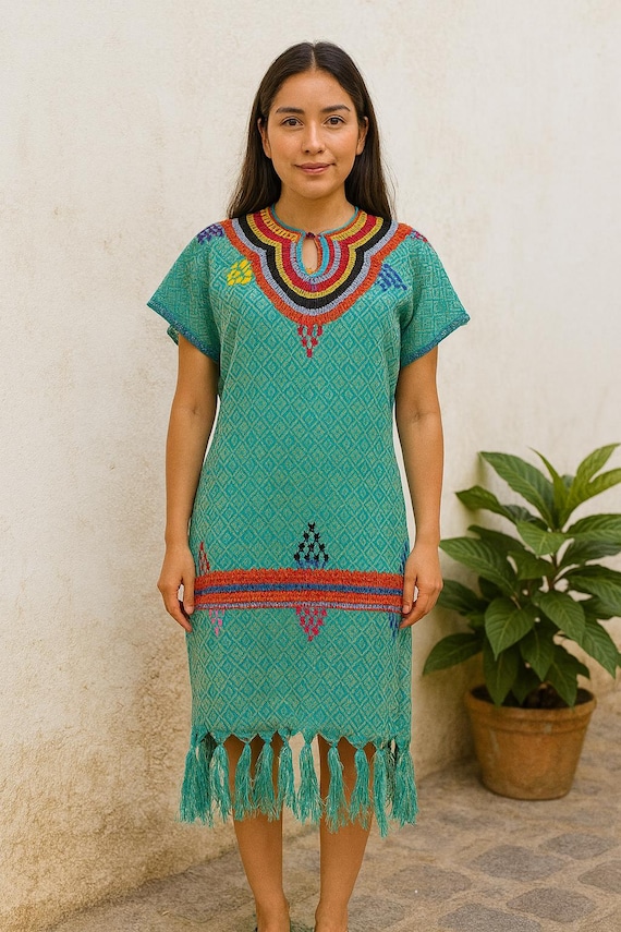 sachin and babi light blue dress Buy Pink Embroidered V-Neck Dress for Women by The Loom Art main image 0
