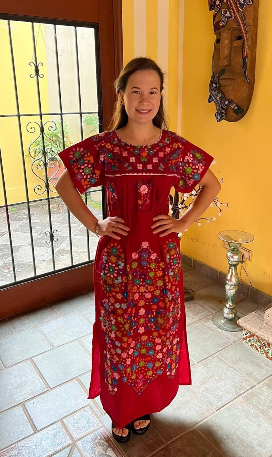 Handmade Embroidered Maxi Dress: Mexican Floral Boho Cotton - Etsy