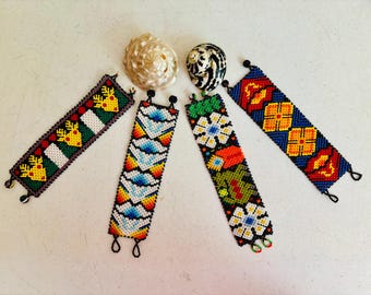 Handmade Beaded Huichol Bracelet: Unisex Mexican Jewelry