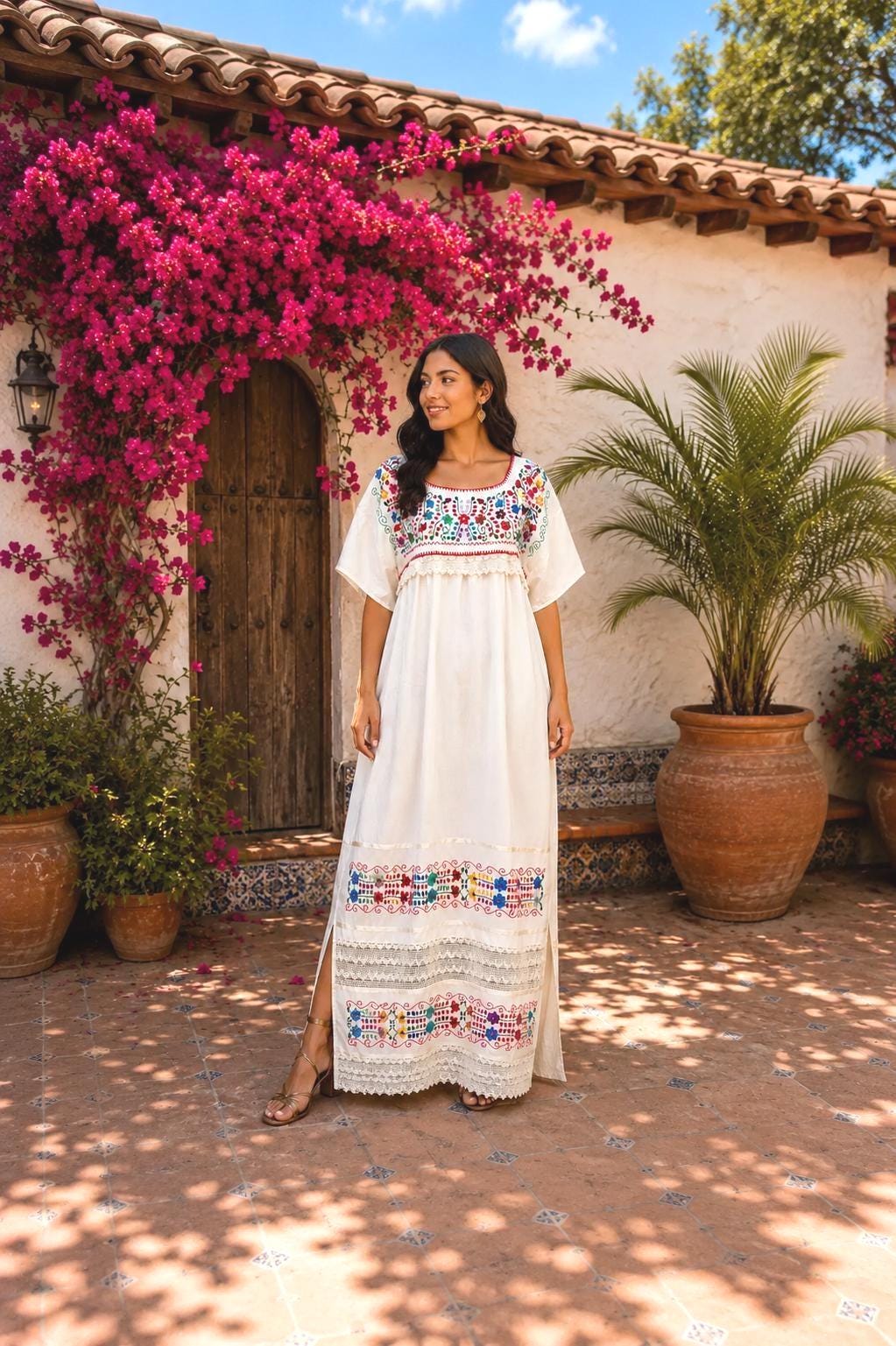 mexican bohemian dress Maxi Dresses For Women Maxi Dress Mexican Dresses Bohemian Dresses Long Sleeve Mexican color:Maroon