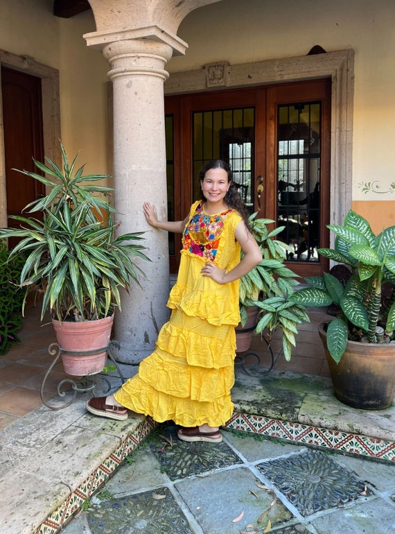 mexican flowy dress Chilac Embroidered Mexican Long Dress main image 0