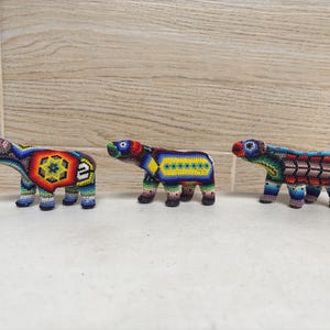 Huichol Beaded Mini Bear: Mexican Folk Art Decor