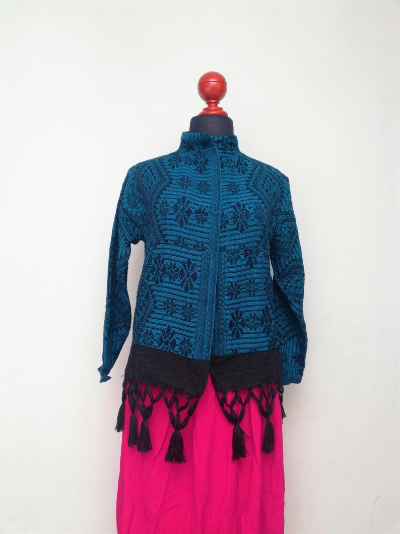 Rebozo sweater Mexican gaban type sweater round neck blazer Mexican blazer. Mexican handmade sweater