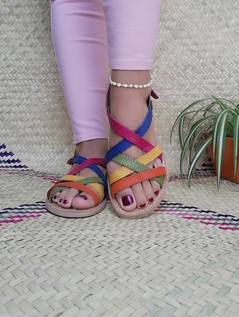 Handmade Colorful Leather Huaraches Sandals: Mexican Style image 5