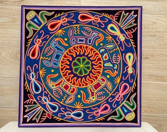 24インチ ウイチョル絵画、メキシコの民芸品、ウイチョル美術