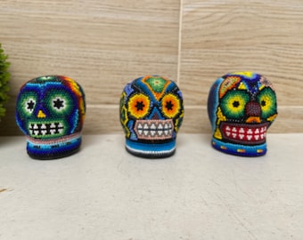 Huichol Beaded Skull: Mexican Folk Art Decor