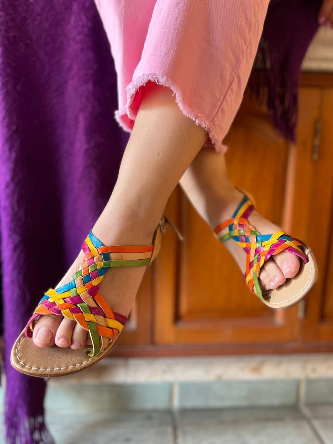 multicolor huarache sandals