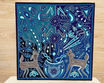 24インチ ウイチョル絵画、メキシコの民芸品、ウイチョル美術