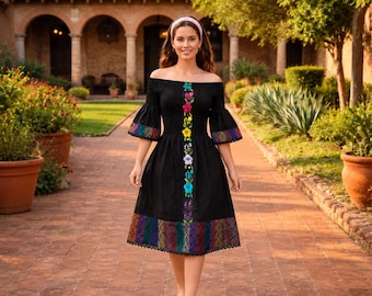 Hand Embroidered Modern Mexican Dress Women, Floral Embroidery Summer Dress, Resort Wear, Bell Sleeves, Cinco De Mayo, Ethnic Boho Tunic - Etsy Hand Embroidered Modern Mexican Dress Women, Floral Embroidery Summer Dress, Resort Wear, Bell Sleeves, Cinco De Mayo, Ethnic Boho Tunic - Etsy