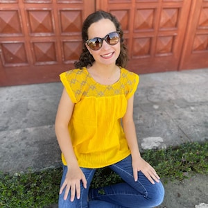 Mexikanische Bluse, handgemachte Bluse, mexikanischer Stil, Sommerbluse, mexikanischer Huipil, ethnische Bluse.