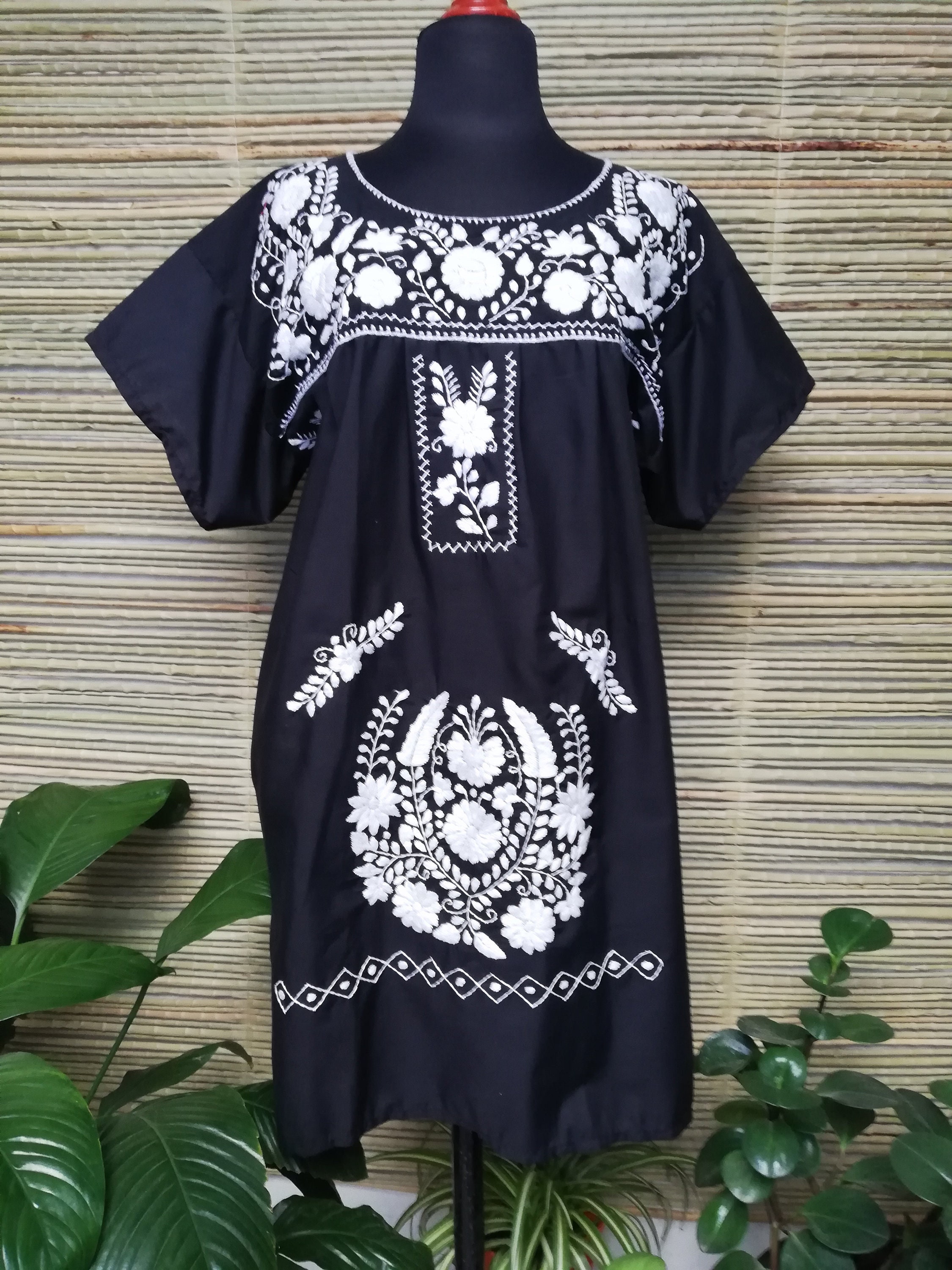 Mexican Dress Hand Embroidered Mexican Dress Mexican Floral - Etsy