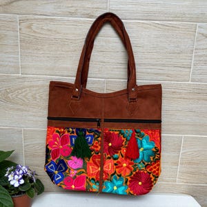 Mexican bag with floral embroidery, Handmade bag, Traditional Mexican bag, Boho-hippie style bag. (more colors available)