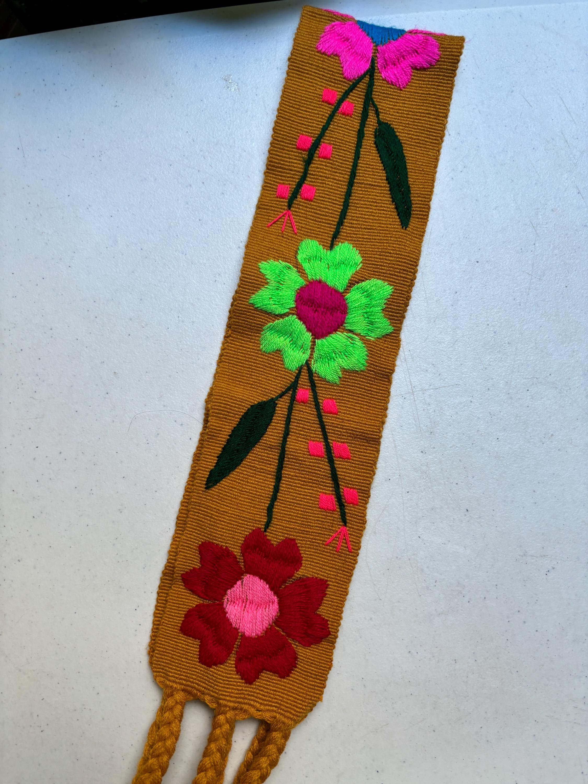 Hand Embroidered Mexican Sash Belt: Colorful Floral Tie Belt  display picture 3