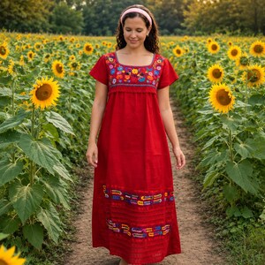 etsy mexican embroidered dress Hand Embroidered Mexican Puebla Dress