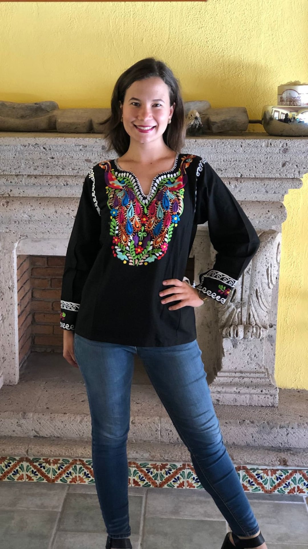 Hand Embroidered Mexican Blouse: Oaxaca Artisan Blanket Fabric - Etsy