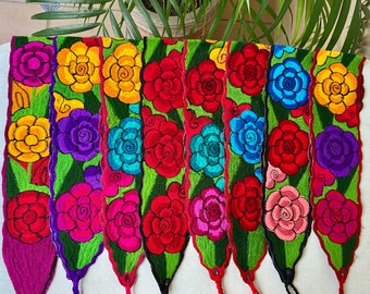 Mexican sash belt, hand embroidered belt,  solid colorful sash, ethnic belt, tie belt, dress belt, cotton belt, blouse belt.