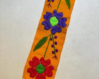 Hand Embroidered Mexican Sash Belt: Colorful Floral Tie Belt  display picture 2