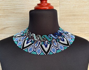 Handmade Huichol Beaded Choker: Mexican Boho Necklace