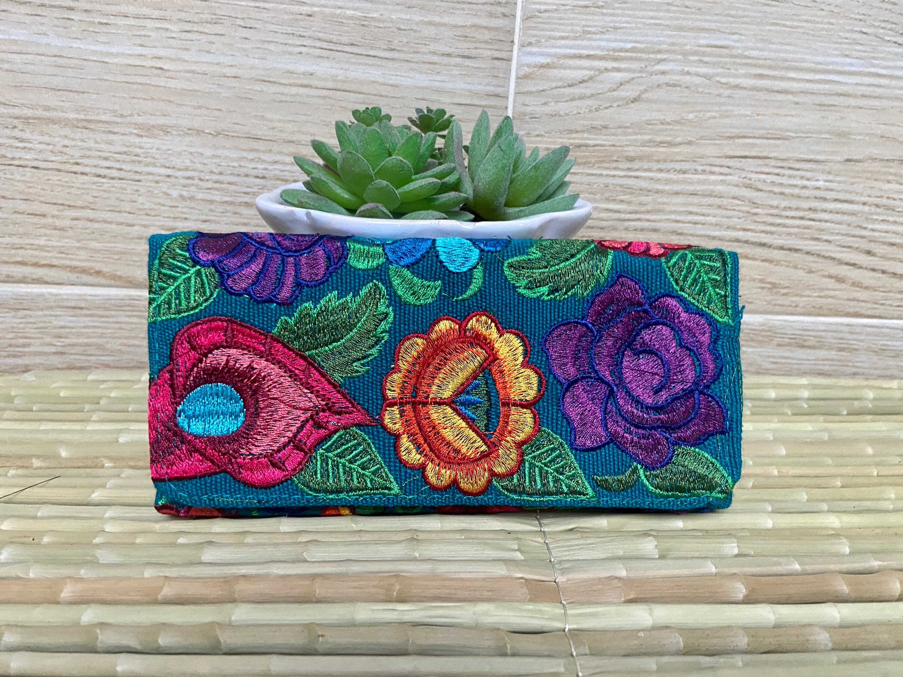 Mexican Wallet With Floral Embroidery, Handmade Wallet