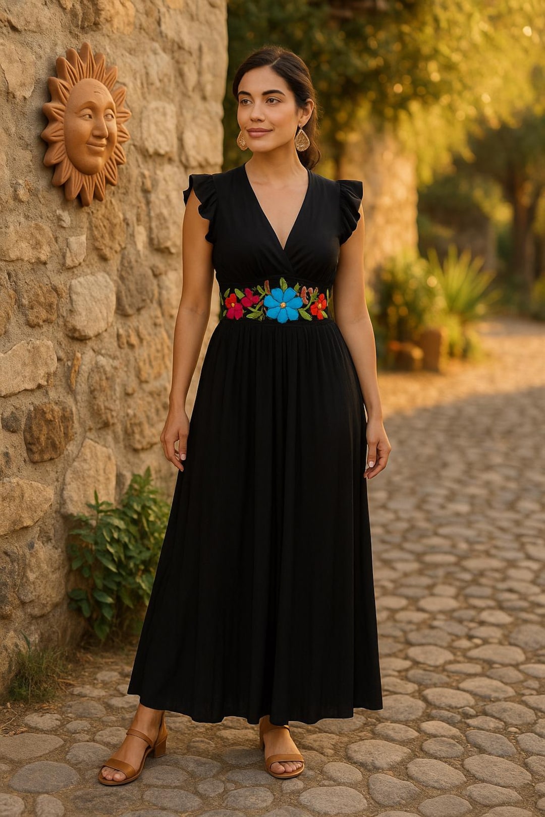 h*a様 【最終値下げ】AMERI FLOWER EMBROIDERY DRES Embroidered Floral Waistband Maxi Dress: Handmade Mexican Style - Etsy