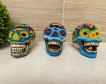 Huichol Beaded Skull: Mexican Folk Art Decor